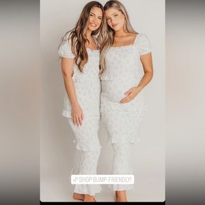 Worth Collective Ada Smocked Midi Dress in Blue Floral